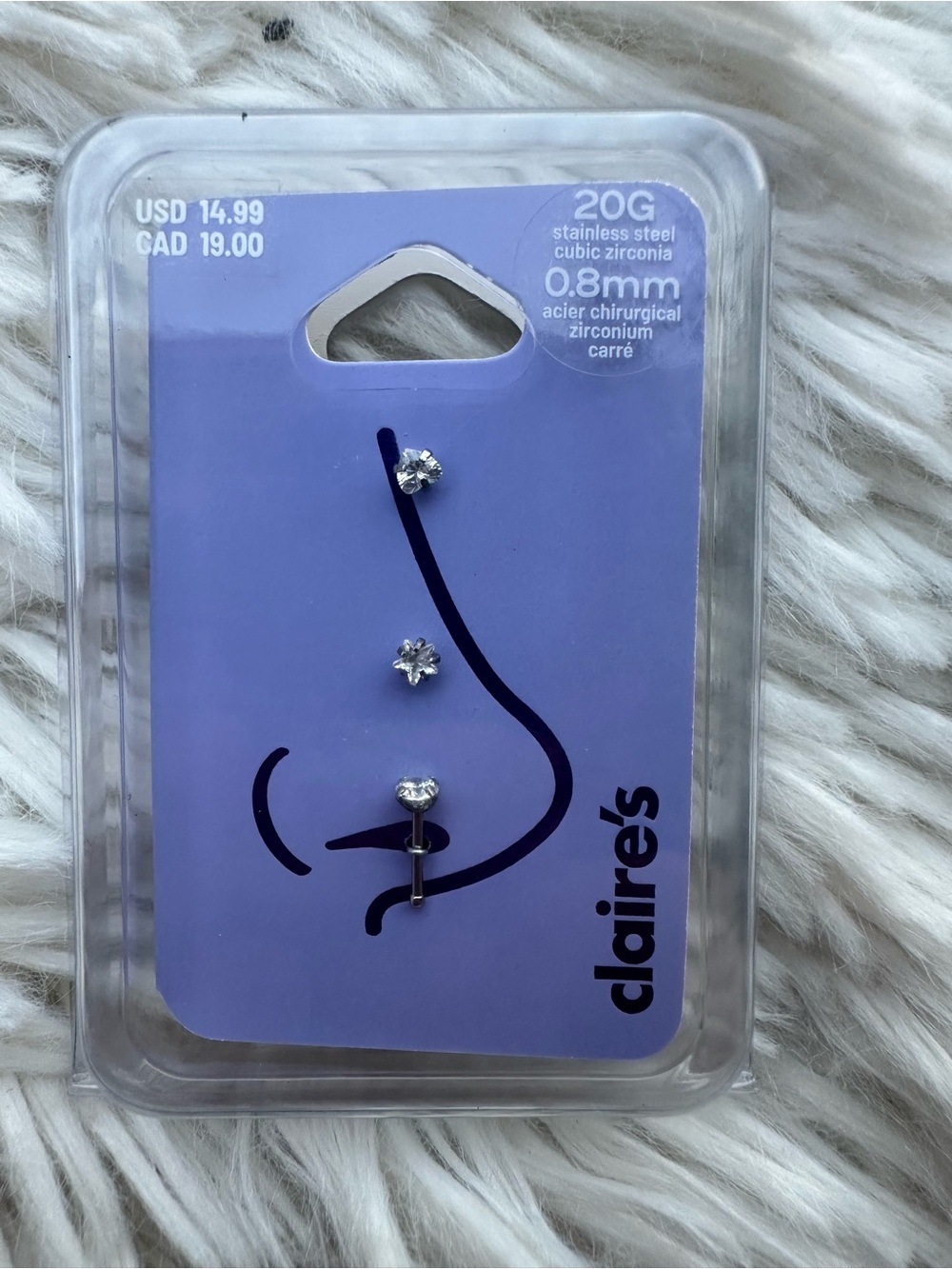 Claire's Silver Cubic Zirconia Nose Stud Set - Silver
